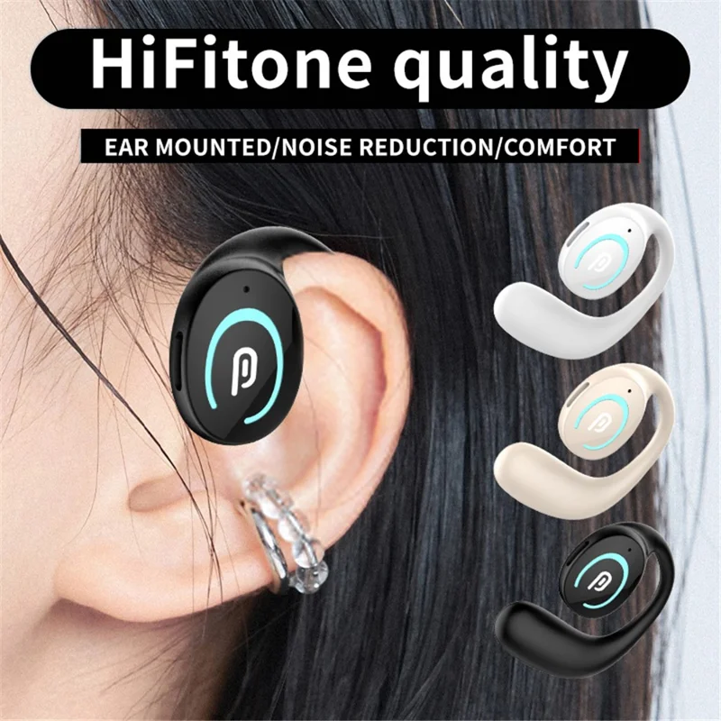 K9 Single Ear Bluetooth-compatible 5.3 Earhook Headset Bone Conduction Music Earphone - Nude