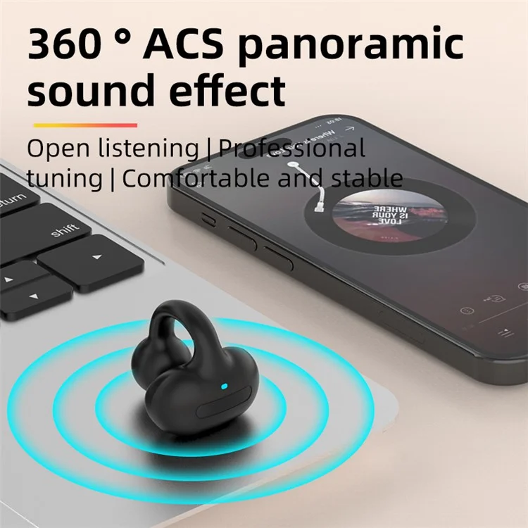 M-S8 Bluetooth-compatible 5.3 Ear Clip Earphone Running Wireless Music Headset - Grey