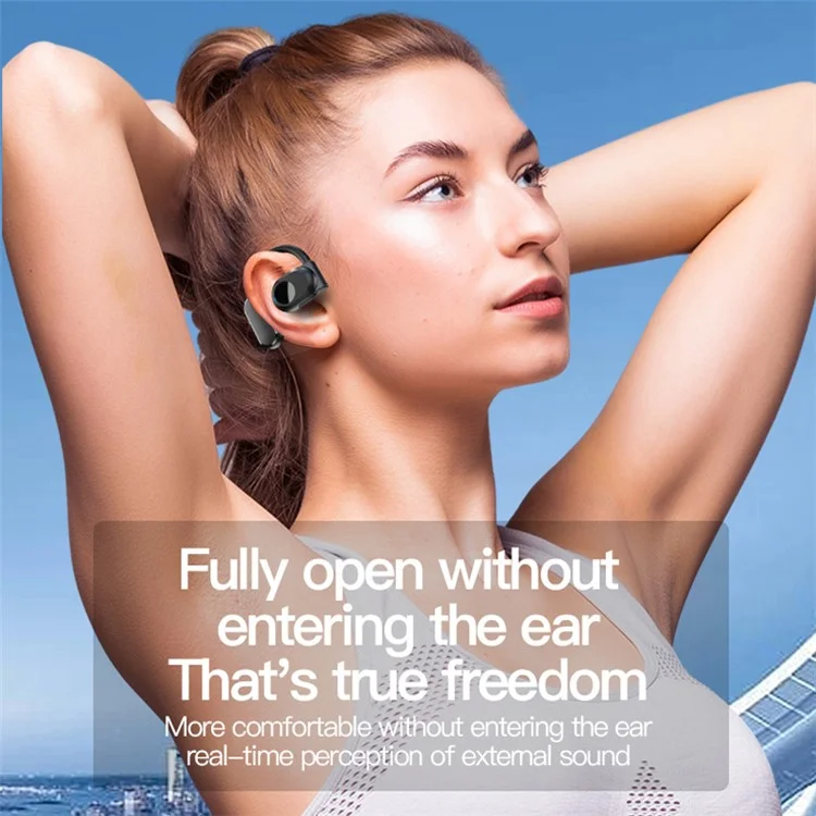 BY99 Single Ear Bluetooth 5.3 Earhook Headset Air Conduction Elecphone - Noir