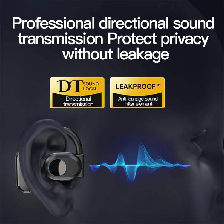 BY99 Ear Único Bluetooth 5.3 Earhook Headset Air Conduction Earphone - Preto