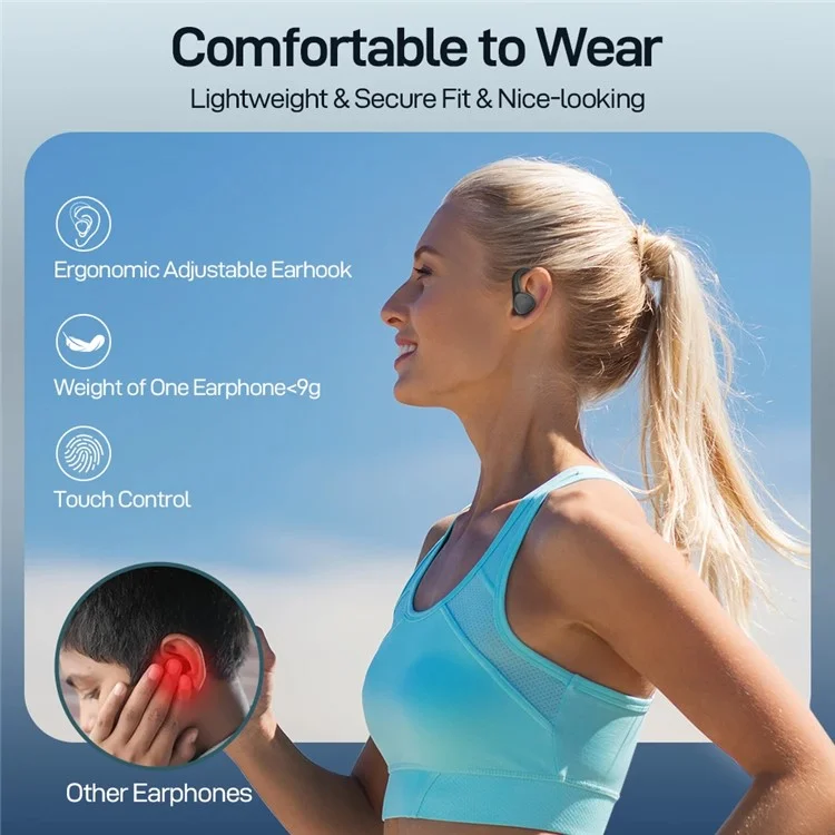 Bluetooth-гарнитура DACOM G86 FreeBeats с водонепроницаемостью и воспроизведением музыки - черная