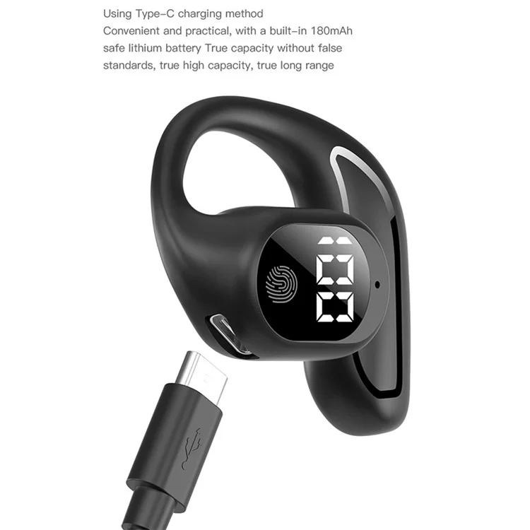 FN-98 Single Ear Bluetooth-compatible Ear Hanging Headset Wireless Earphone - White