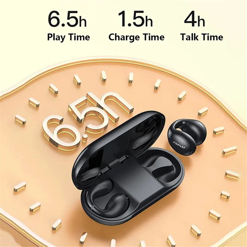 AWEI TZ2 OWS Bluetooth-compatible Earphone Ear Clip Music Calling Headset - Black
