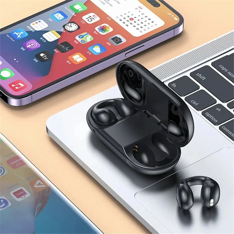 AWEI TZ2 OWS Bluetooth-compatible Earphone Ear Clip Music Calling Headset - Black