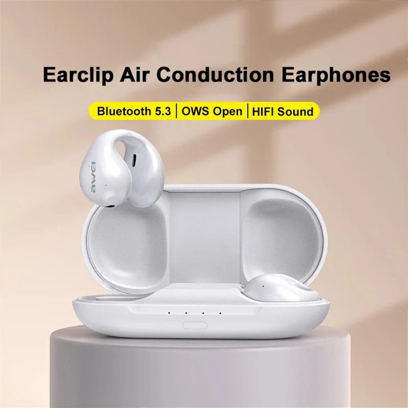 AWEI TZ2 OWS Bluetooth-compatible Earphone Ear Clip Music Calling Headset - Black