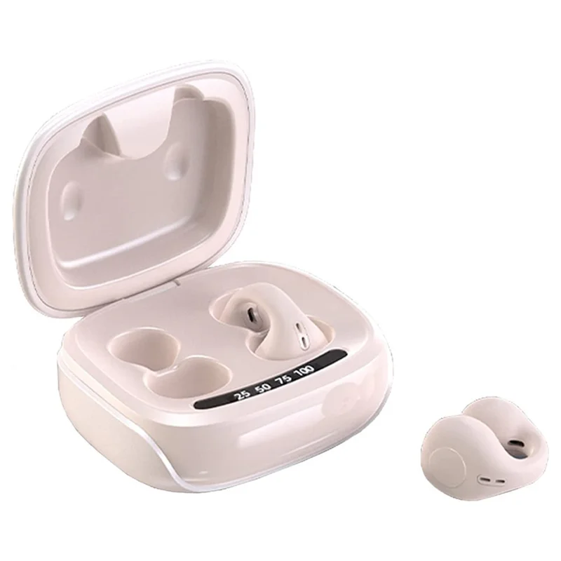 JX80 TWS Bluetooth 5.3 öronklips hörlurar Trådlös stereo musikhuvudtelefon - Nude