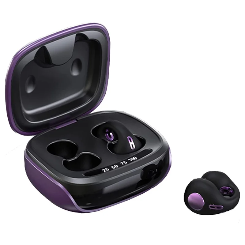 JX80 TWS Bluetooth-compatible 5.3 Ear Clip Earphone Wireless Stereo Music Headset - Purple