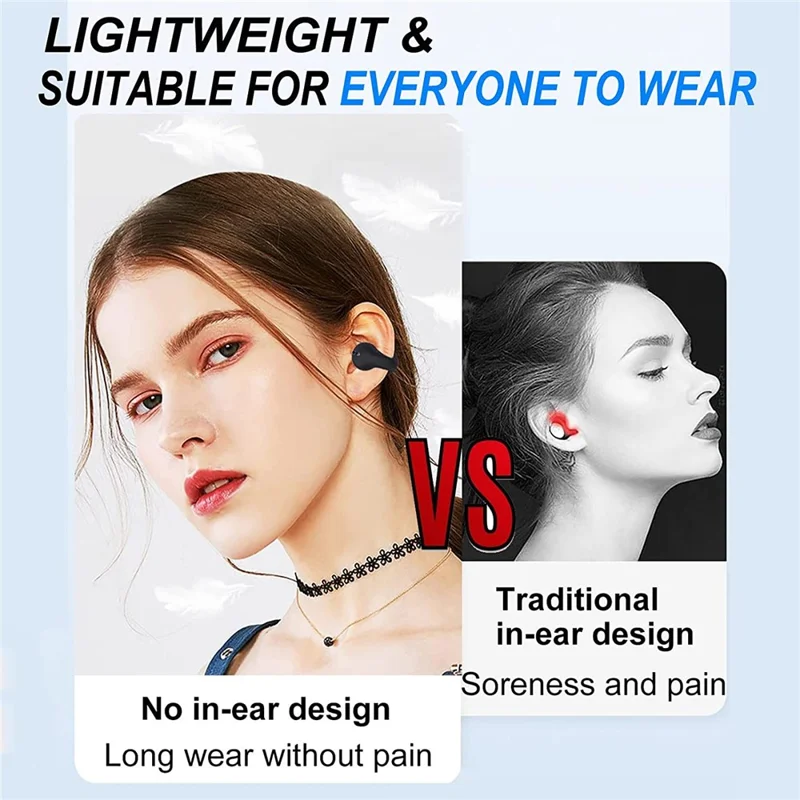 JX80 TWS Bluetooth-compatible 5.3 Ear Clip Earphone Wireless Stereo Music Headset - Purple