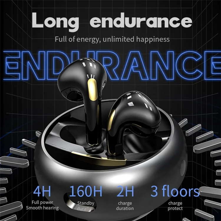 KM89 TWS Bluetooth 5.3 Earphone Stereo Music Gaming Wireless Headset - Schwarz