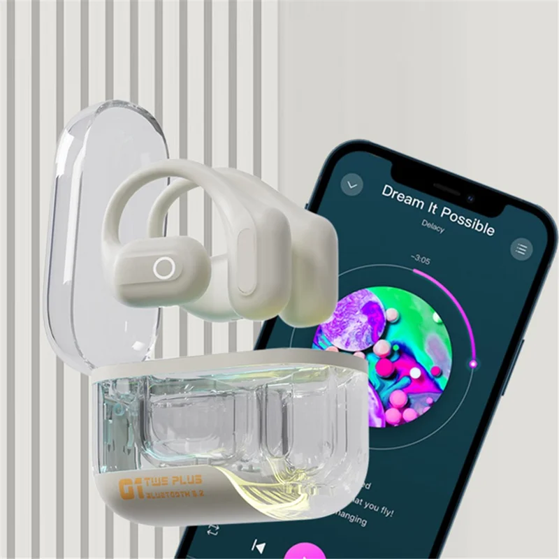 C01 Bluetooth-compatible 5.3 Earphone Bone Conduction Ear Hanging Music Headset - Black