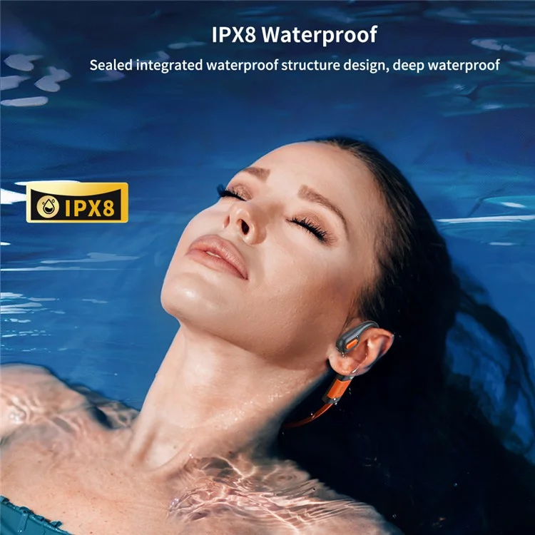 Casque Bluetooth à conduction osseuse XUNDD B003 pour la natation IPX8 étanche - Orange