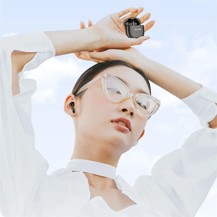 AWEI T68 4 Mic ENC Noise Canceling Bluetooth Headset HiFi Sound Earphones - Negro