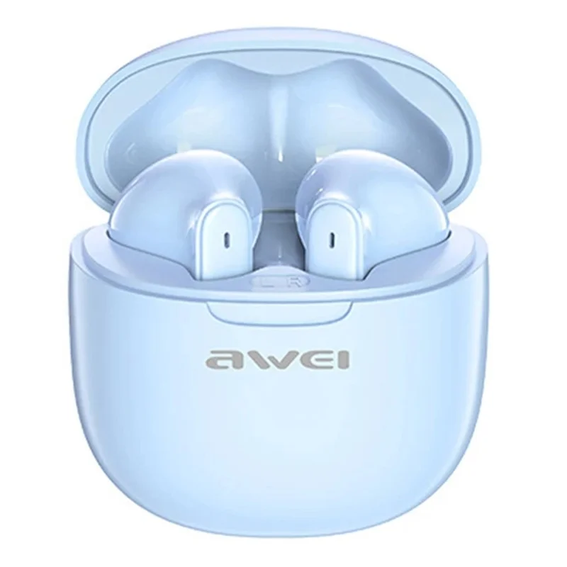 AWEI T68 4 Mic ENC Noise Canceling Bluetooth Headset HiFi Sound Earphones - Bleu
