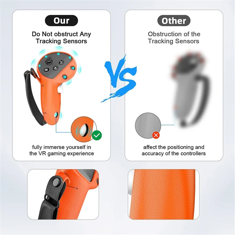 1 Pair For Meta Quest 3 / 3S Handle Controller Grip Silicone Cover VR Accessories - Red