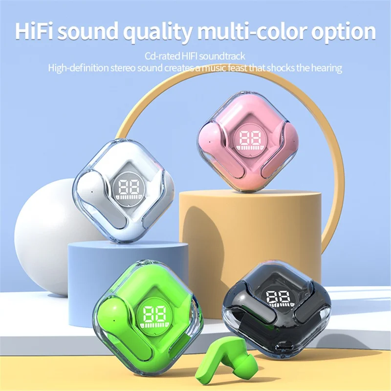 tm12 1 Pair Bluetooth-compatible Headset Wireless In-Ear Headphone Touch Control Earphone (Without CE) - Pink