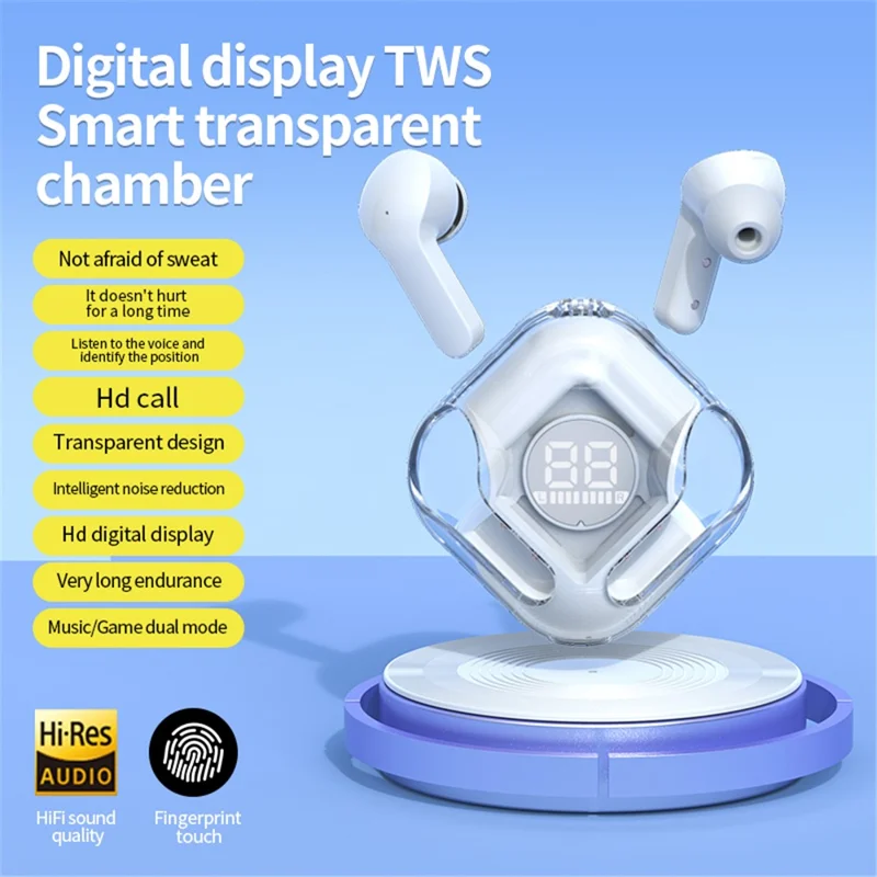 tm12 1 par Bluetooth-kompatibel headset trådløse ind-øre hovedtelefoner med touchkontrol ørepuder (uden CE) - Hvid