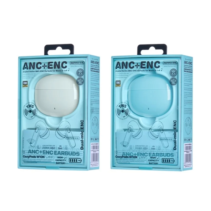 REMAX CozyPods W10N ANC+ENC Dual Noise-Canceling Wireless Earbuds Bluetooth-compatible Headset - Blue