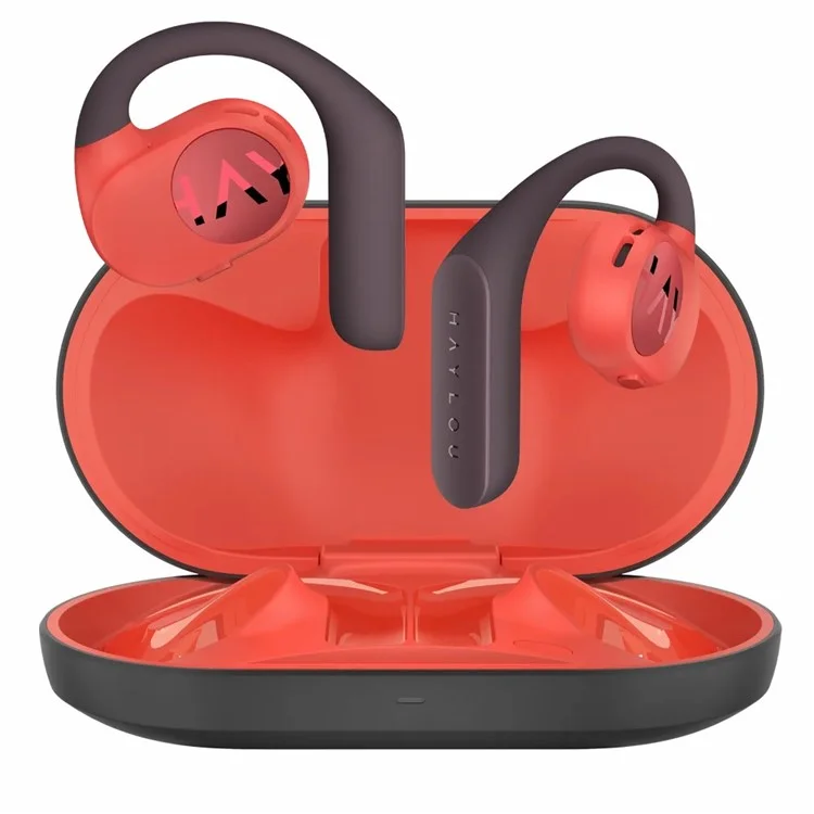 HAYLOU OW01 Ear Hanging Bluetooth-compatible Headset OWS Sports Music Earphone - Orange Red+Black
