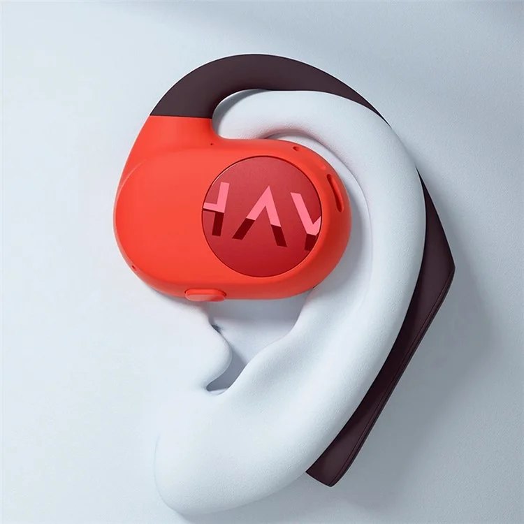 HAYLOU OW01 Ear Hanging Bluetooth-compatible Headset OWS Sports Music Earphone - Orange Red+Black