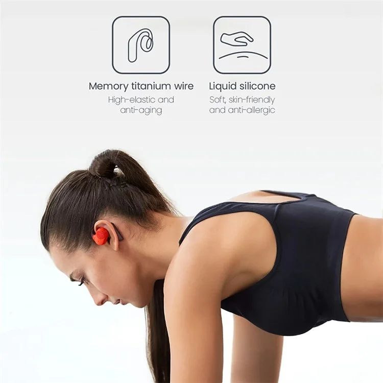 HAYLOU OW01 Ear Hanging Bluetooth-compatible Headset OWS Sports Music Earphone - Orange Red+Black