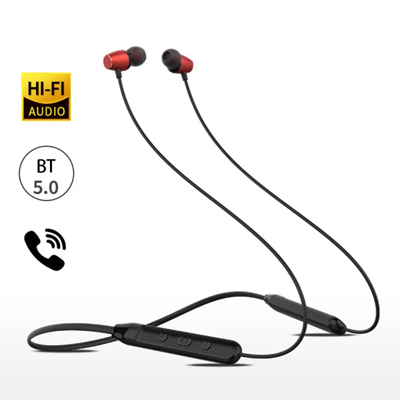 YISON E19 Magnetic Neckband Bluetooth-compatible In-ear Headset Sport Wireless Music Earphone - Black