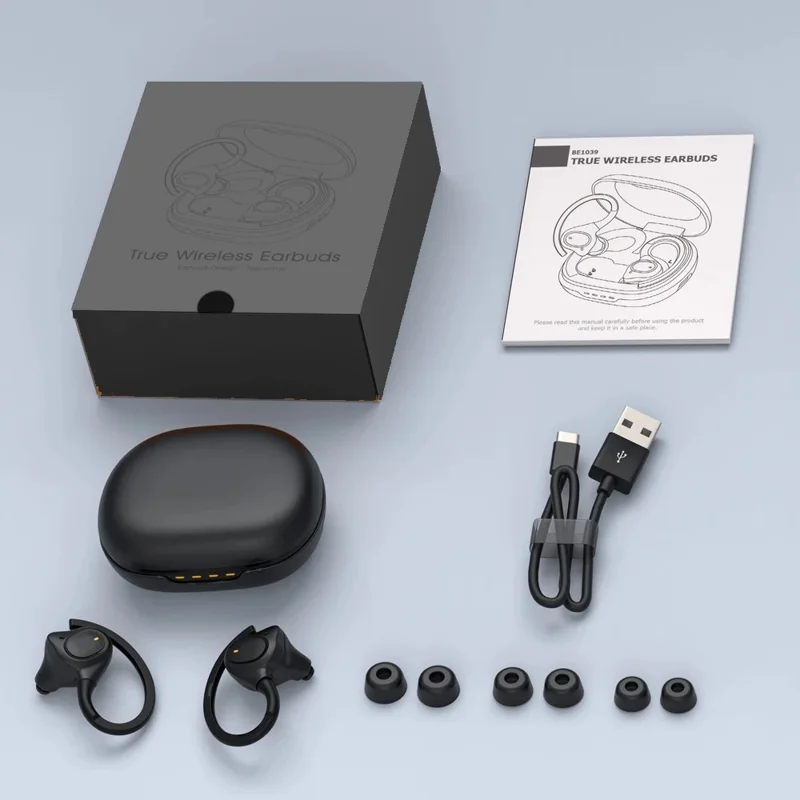 BE1039 Noise Canceling Ear Hook Bluetooth-compatible Headphones Wireless In-ear Earphones