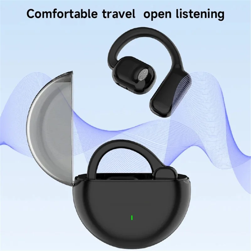 M6 IPX5 Waterproof Hanging Ear Headphones OWS Wireless Bluetooth-compatible Earphones - Black
