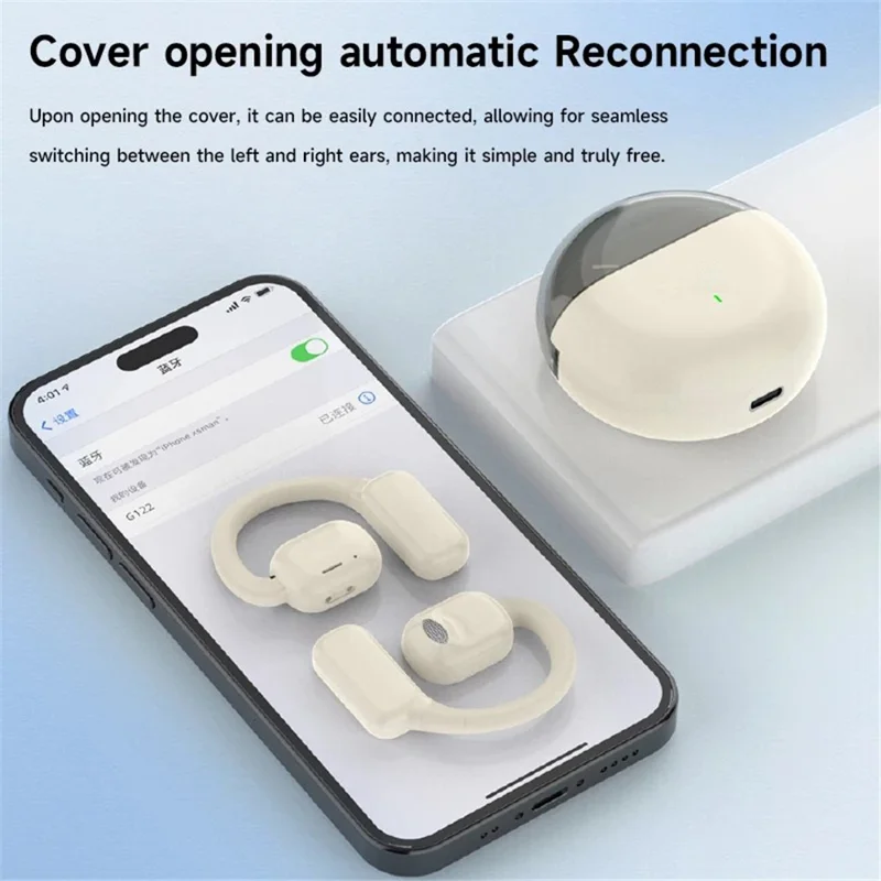 M6 IPX5 Waterproof Hanging Ear Headphones OWS Wireless Bluetooth-compatible Earphones - Black
