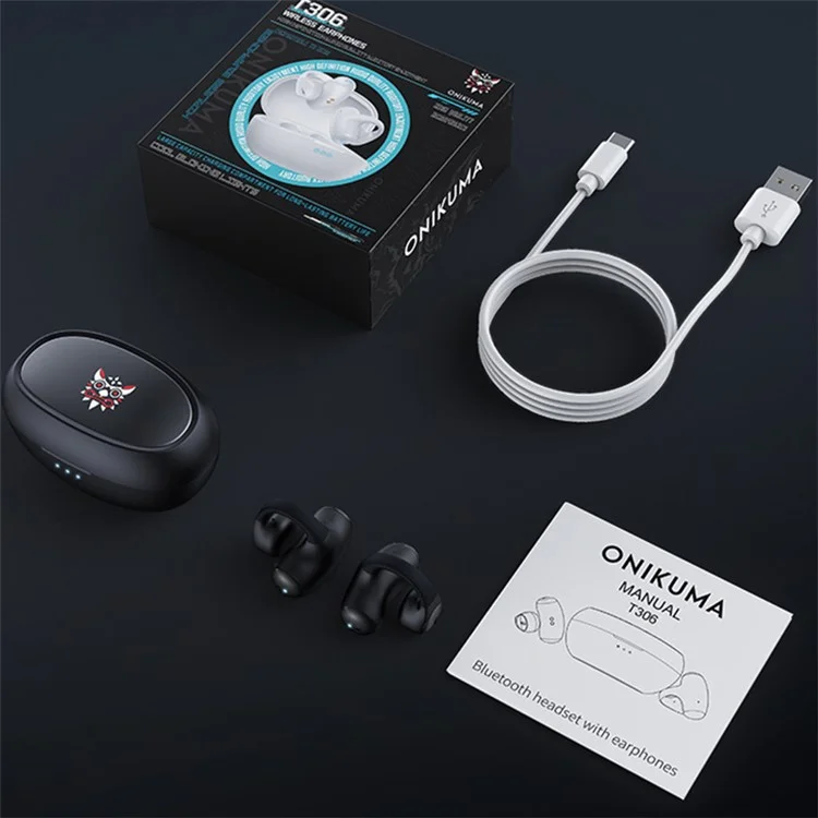 Auricular Bluetooth ONIKUMA T306 con reducción de ruido, para juegos E-sport, inalámbrico - Negro