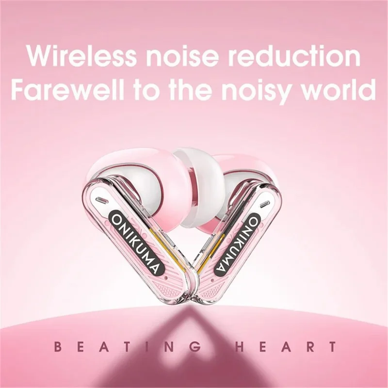 ONIKUMA T5 1 Pair Low Delay Headset Bluetooth-compatible Wireless ANC+ENC Gaming Earphone - Pink