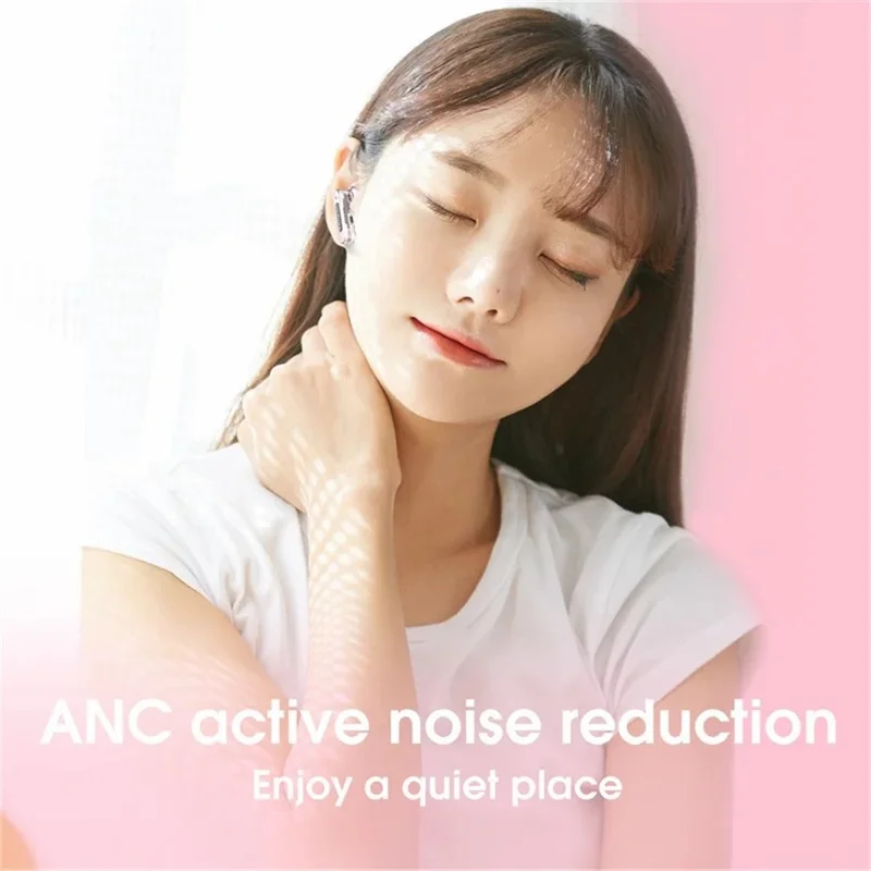 ONIKUMA T5 1 Pair Low Delay Headset Bluetooth-compatible Wireless ANC+ENC Gaming Earphone - Pink