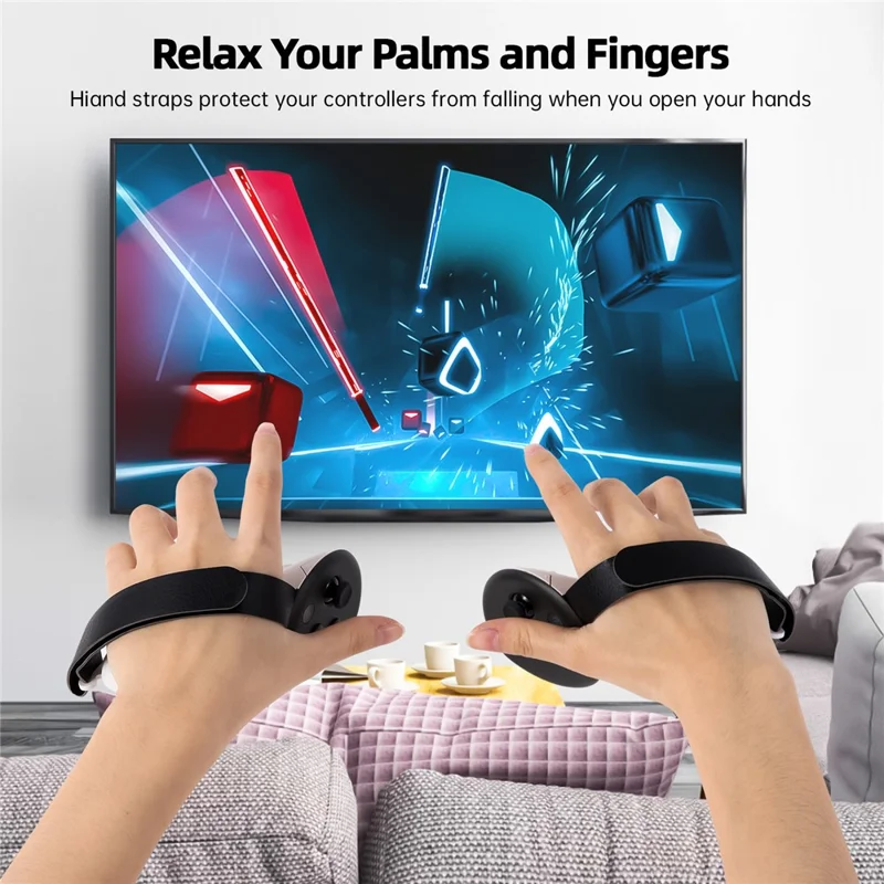 For Meta Quest 3 / 3S Controller Anti-Slip Battery Cover with Hand Strap + Rocker Cap