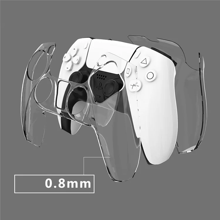 Split Type Clear PC Cover for PS5 Game Controller Ultra Thin Protective Case - Transparent