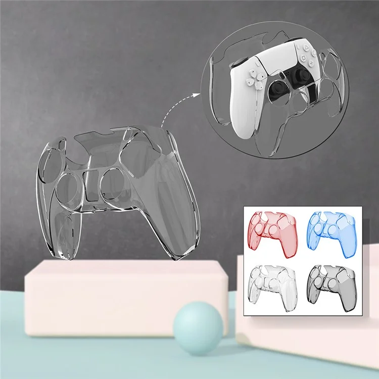 Split Type Clear PC Cover for PS5 Game Controller Ultra Thin Protective Case - Transparent