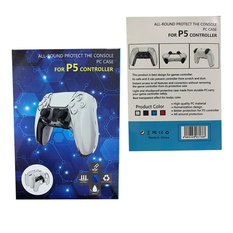 Split Type Clear PC Cover for PS5 Game Controller Ultra Thin Protective Case - Transparent