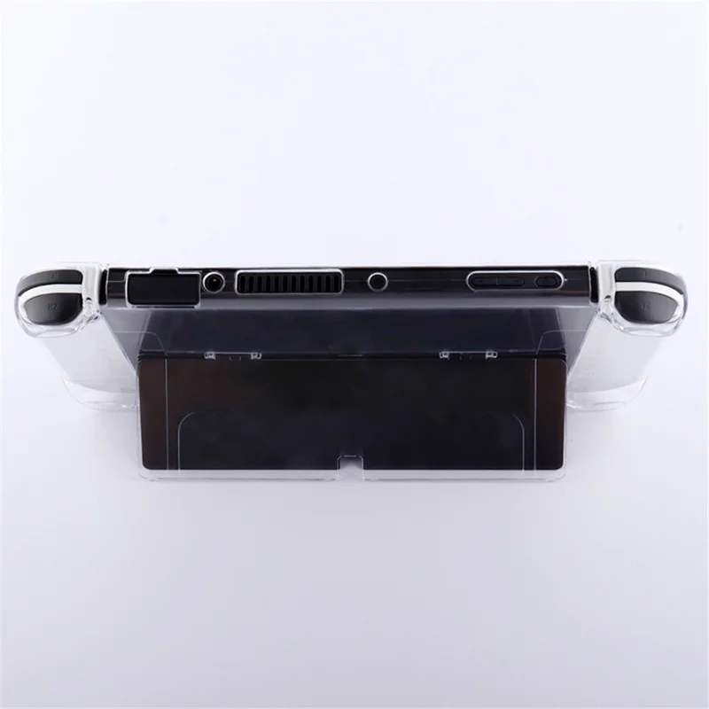 For Nintendo Switch OLED Protector Transparent Hard PC Case with Kickstand - Transparent Red