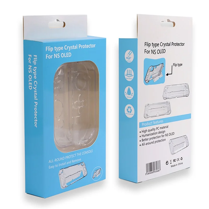 For Nintendo Switch OLED Protector Transparent Hard PC Case with Kickstand - Transparent Red