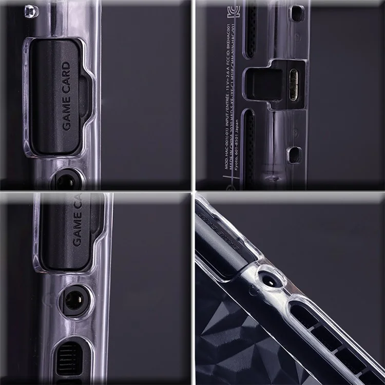 For Nintendo Switch 5 in 1 Split Design Transparent PC Anti-drop Protective Case - Transparent Black
