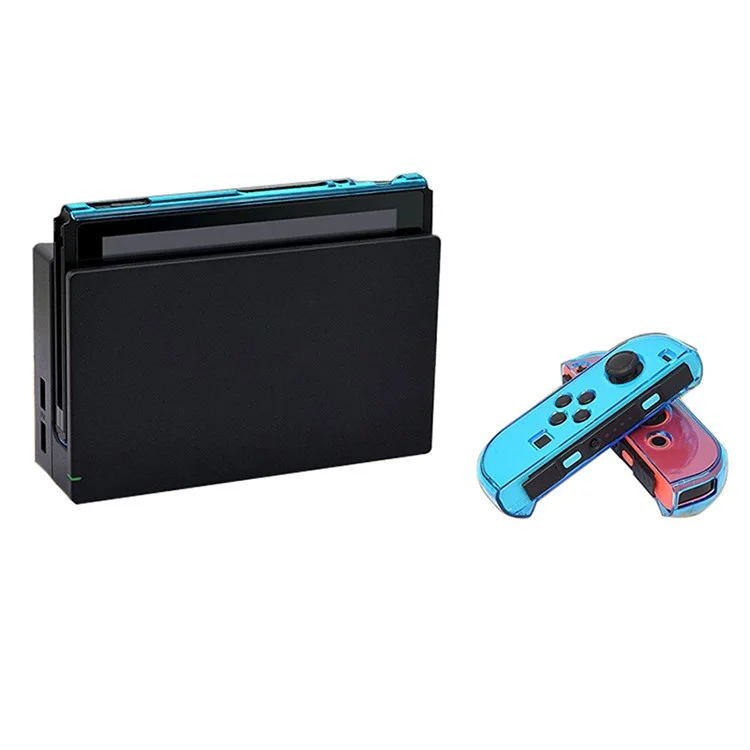 For Nintendo Switch 5 in 1 Split Design Transparent PC Anti-drop Protective Case - Transparent Blue