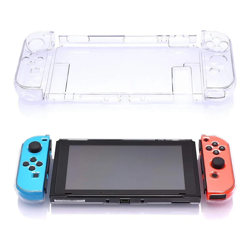 Voor Nintendo Switch 5 in 1 Split Design Transparante PC Anti-val Beschermhoes - Transparant