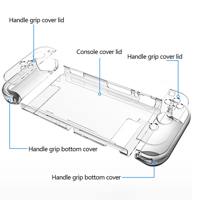 Voor Nintendo Switch 5 in 1 Split Design Transparante PC Anti-val Beschermhoes - Transparant