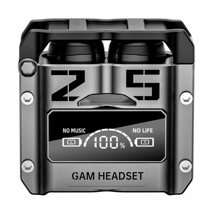 M25 Mecha Design Bluetooth-compatible Earphone Digital Display TWS Gaming Wireless In-ear Headset - Black