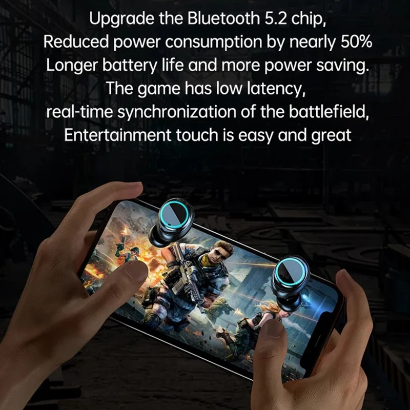 M25 Mecha Design Bluetooth-compatible Earphone Digital Display TWS Gaming Wireless In-ear Headset - Black