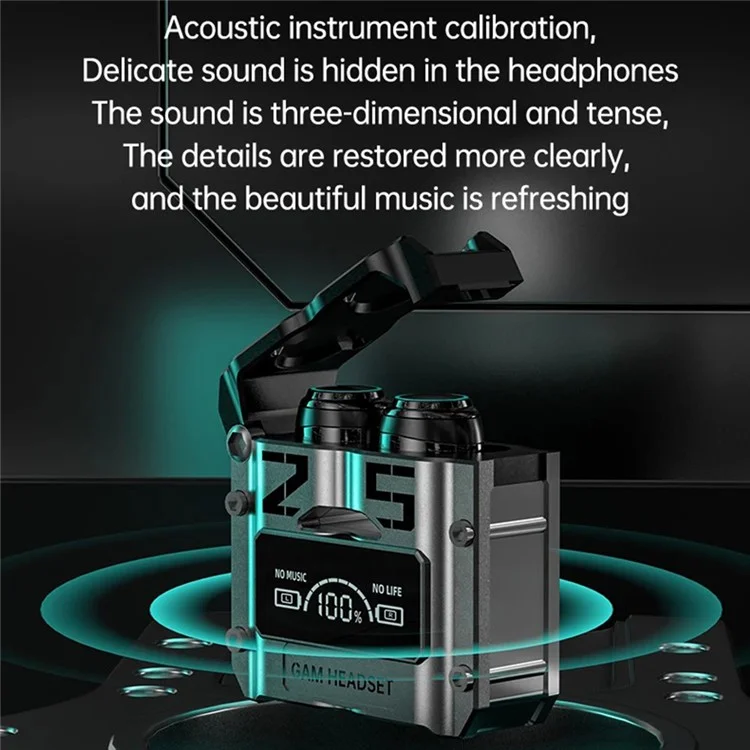 M25 Mecha Design Bluetooth-compatible Earphone Digital Display TWS Gaming Wireless In-ear Headset - Black