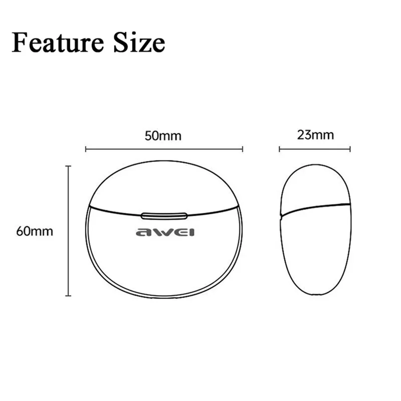 AWEI T87 Bluetooth-compatible TWS Earphones Stereo HiFi ENC Noise Reduction Earbuds with Charging Case - White