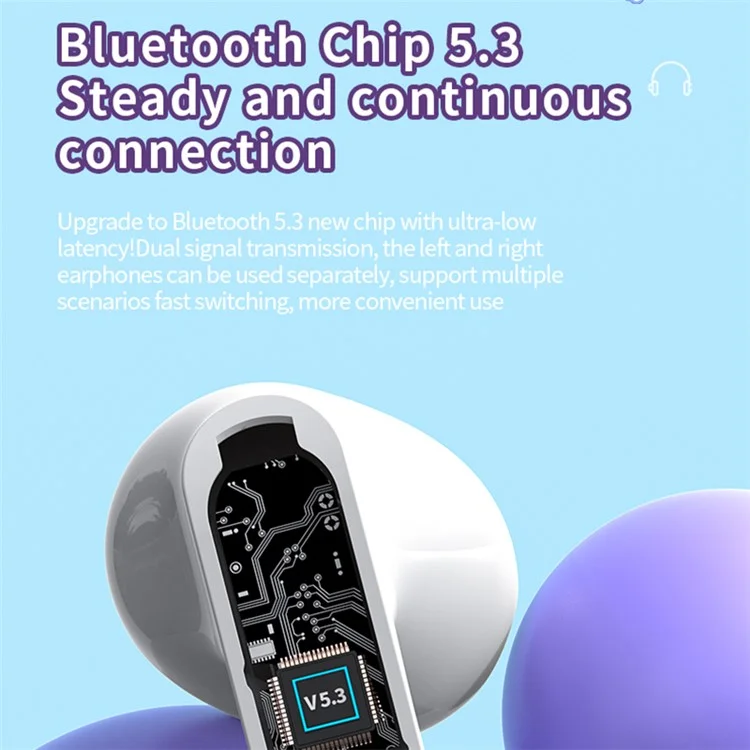TM70 TWS Bluetooth Earphone Dynamic Lighting HiFi Stereo Earbuds with Transparent Charging Case - Verde