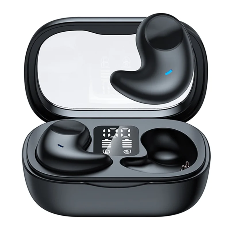 SM01 TWS Digital Display Bluetooth-compatible Earphone Mini Sleep Earbuds Wireless Music Headset - Black