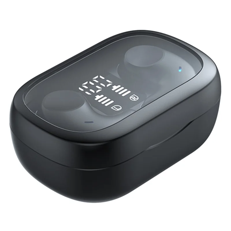 SM01 TWS Digital Display Bluetooth-compatible Earphone Mini Sleep Earbuds Wireless Music Headset - Black