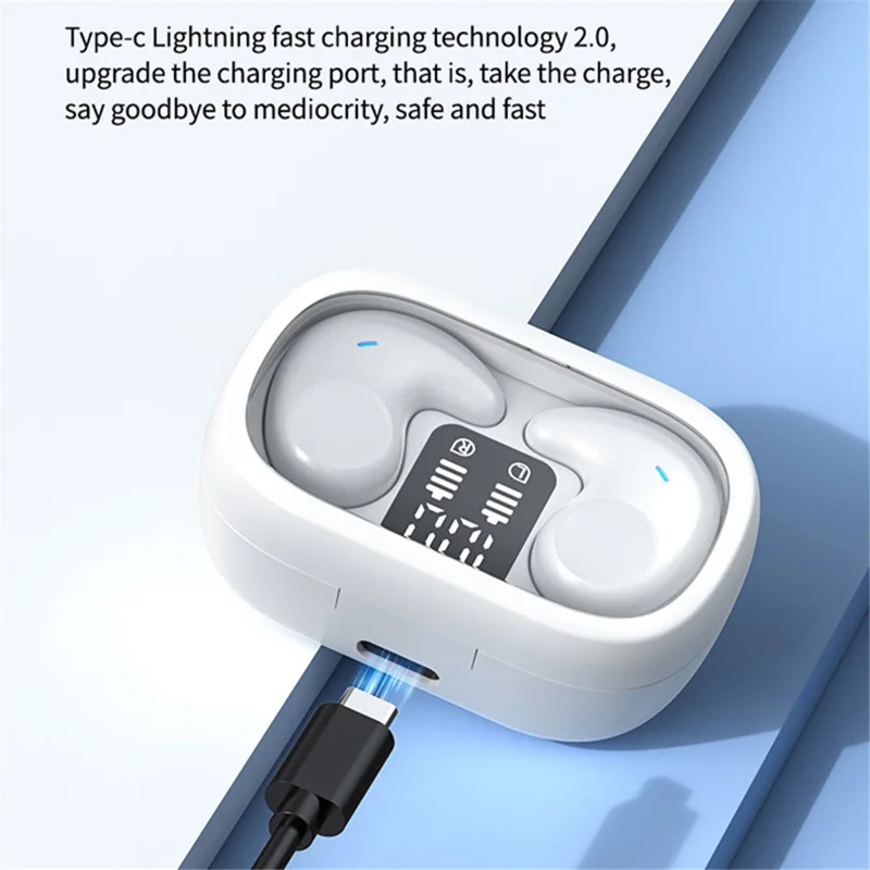 SM01 TWS Digital Display Bluetooth-compatible Earphone Mini Sleep Earbuds Wireless Music Headset - Black