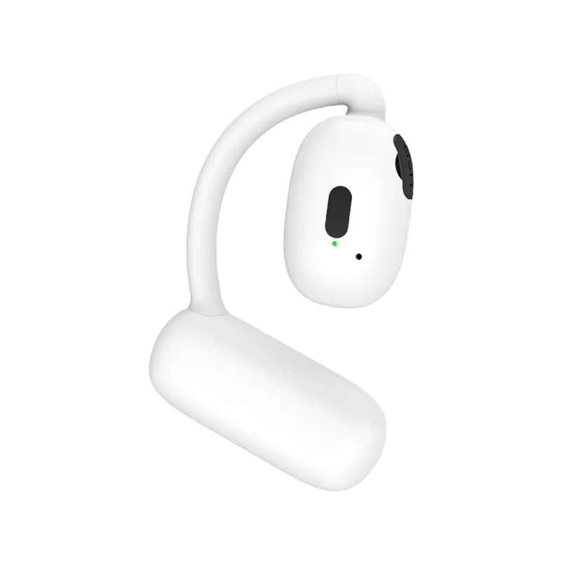 V21 Single Ear Rotating Hook Earphone OWS Bluetooth 5.4 Stereo Headphone - White